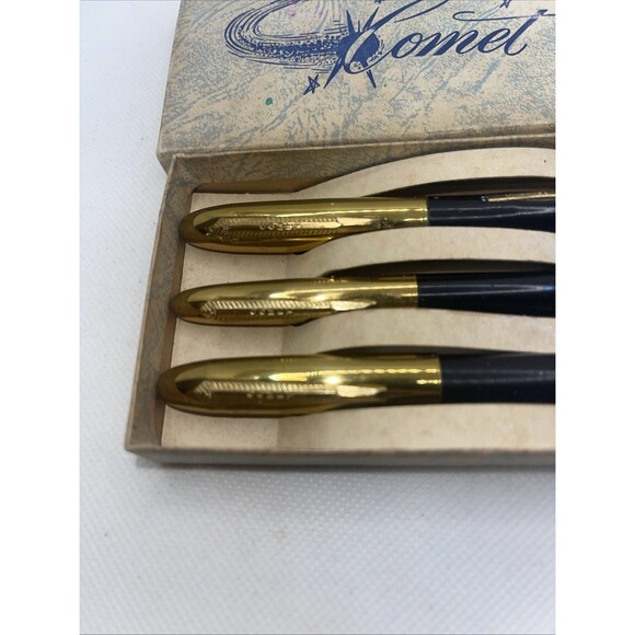 Vintage Comet Fountain Pen 14kt gold Fine nib, Pencil & Pen Set in Box - Picture 2 of 10